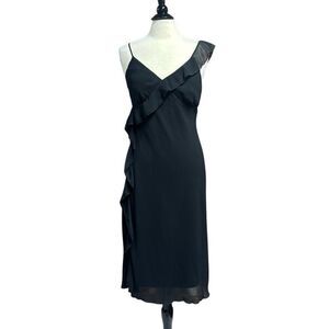 Believe Women’s Black Spaghetti Strap Ruffle Dress Size 8 NEW